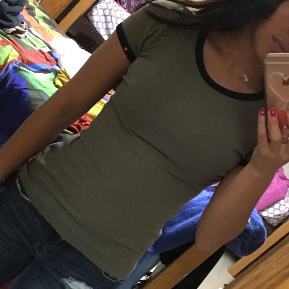 Olive green n black t-shirt